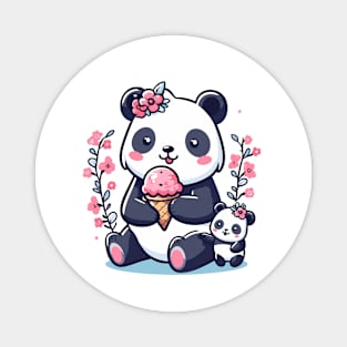 Pandas family eating ice cream Magnet